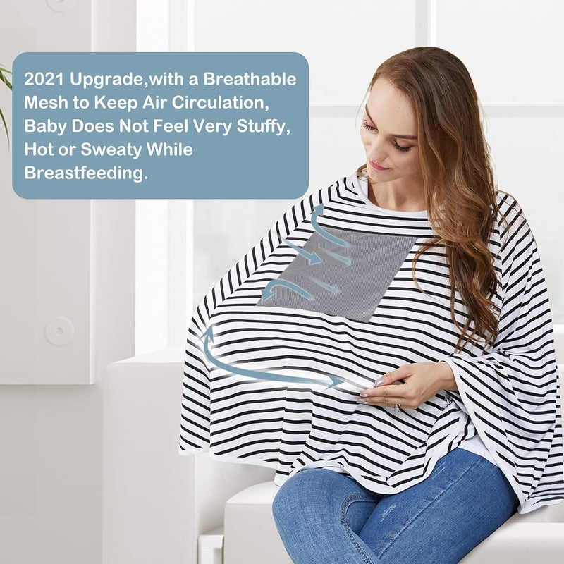 LUCINE Baby Nursing Cover & Nursing Poncho - Multi Use Cover for Baby Car Seat Canopy, Shopping Cart Cover, Stroller Cover, 360° Full Privacy Breastfeeding Coverage, Baby Shower Gifts for Boy&Girl - Image 3